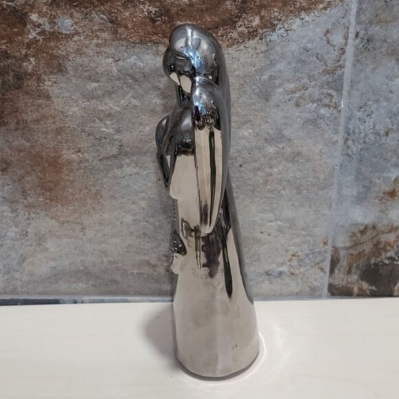 Ceramic Silver Mirror Glaze Finish Angel Figurine - Picture 6 of 10